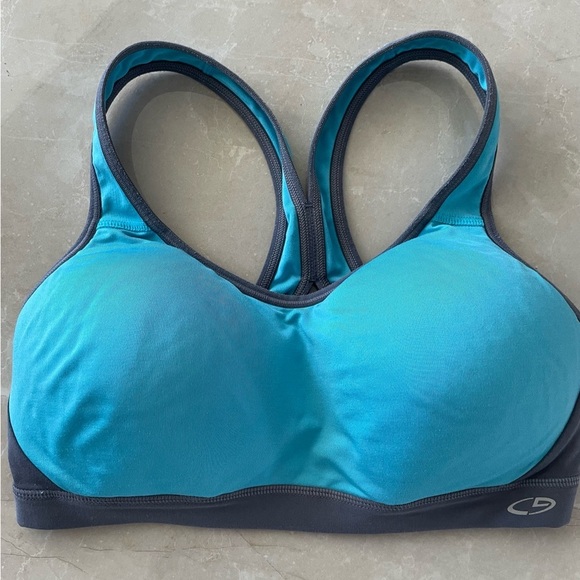 Champion Sports Bra Size See Photo Turquoise Gray Color Med Support Racerback - Picture 1 of 9